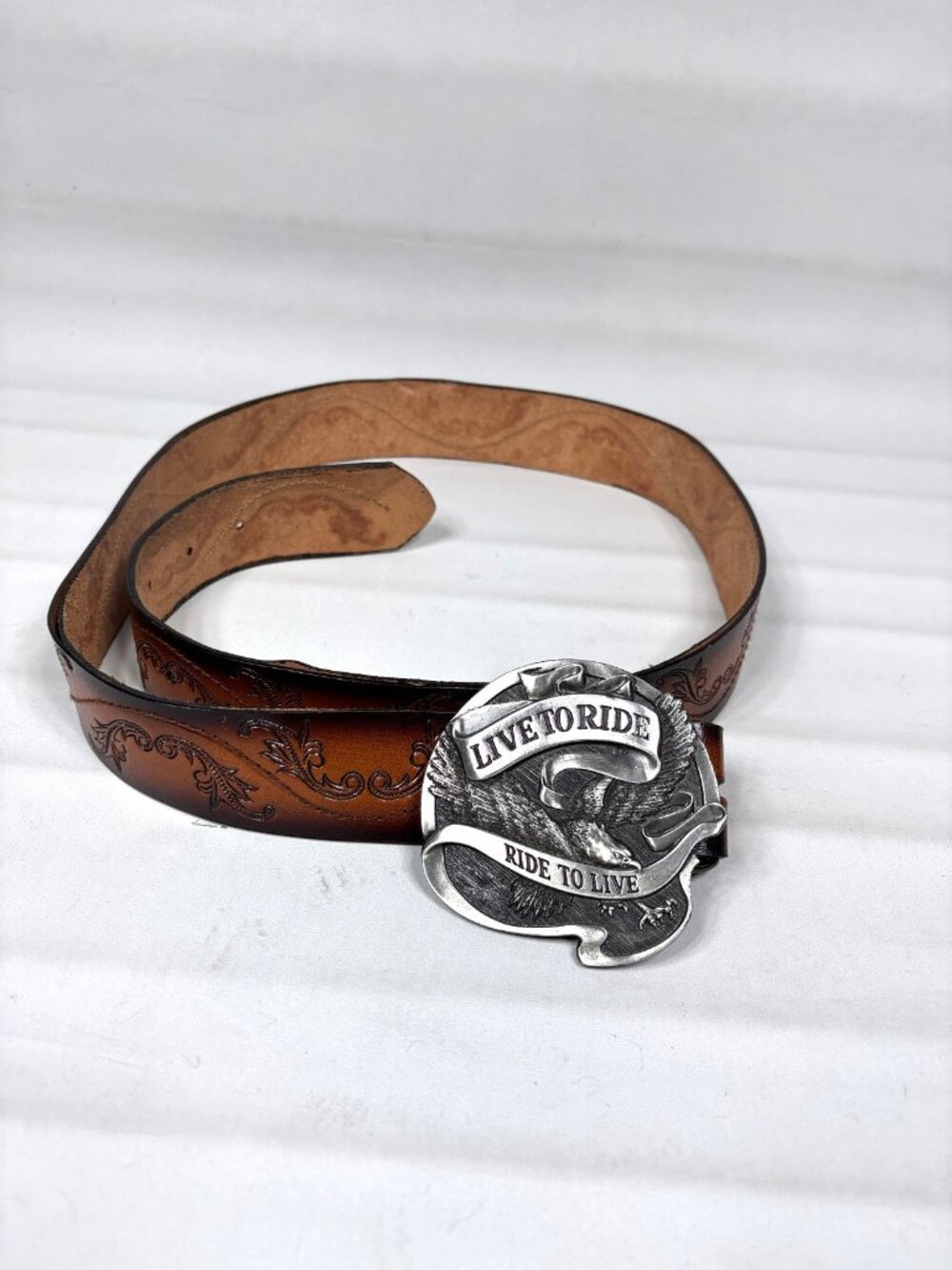 Vintage '78 AMF Harley Davidson 75th Anniversary Belt Buckle Live To Ride Pewter